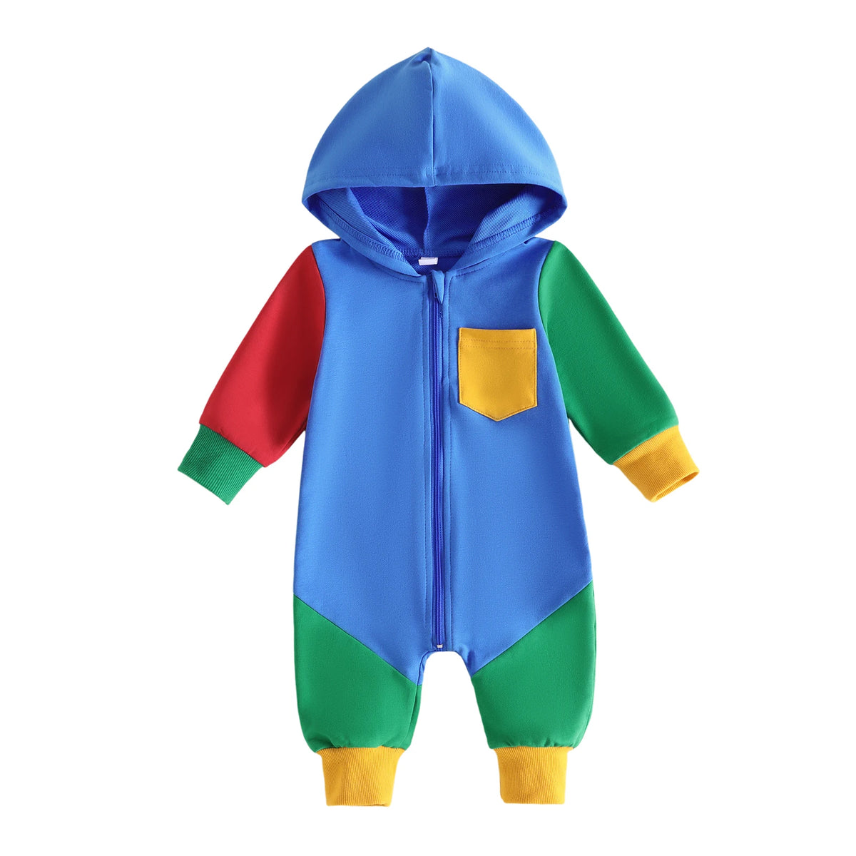 Jumpsuit Casual Sleeve Contrast Color Contrast Baby Hooded Sleeve Long Sleeve Color Hooded Jumpsuit Casual Sleeve Contrast