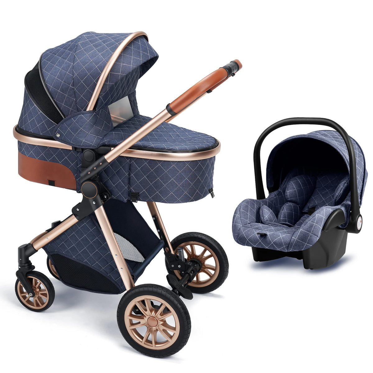 All-in-One Luxury Pram: Vista 3-in-1 Stroller with Reversible Parent-Facing Seat & High Landscape