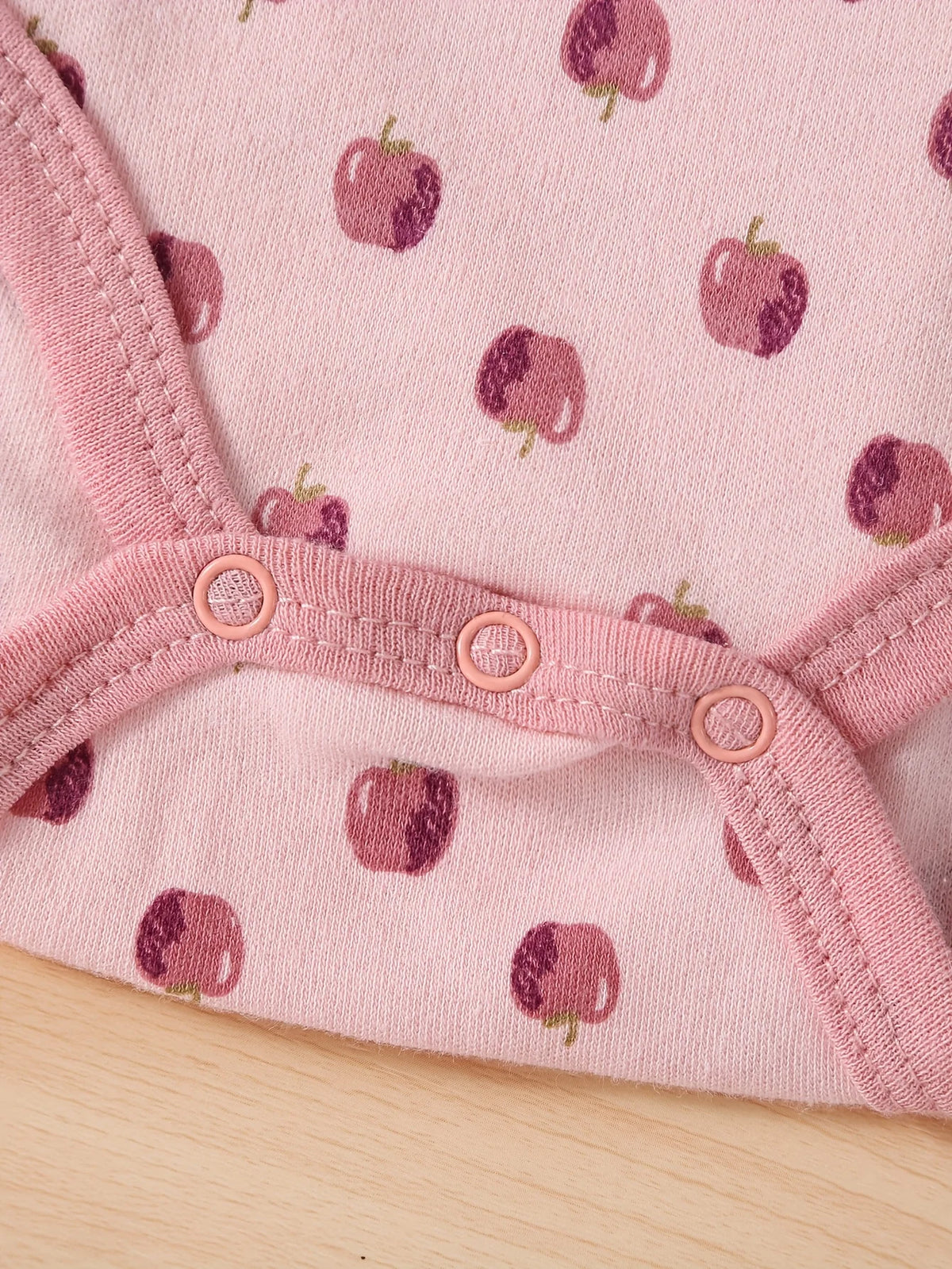 4pcs Set Of Baby Girl Short Sleeved Triangle Jumpsuit, Apple Flower Cute Baby Girl Hoodie, Crawling Suit, Perfect for Outdoor