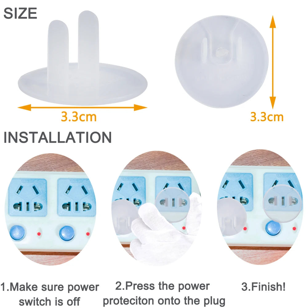 Clear Pull Tab Outlet Safety Plugs Childproof Electrical Socket Covers Anti‑Electric Shock Protective Caps for Baby Safety