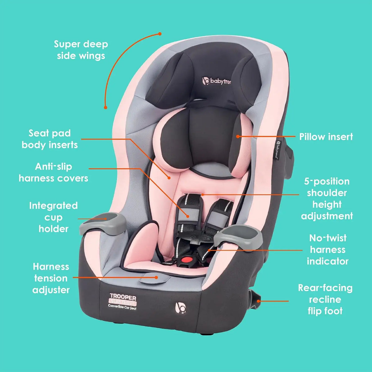 3-in-1 Convertible Car Seat, Quartz Pink – Slim Fit, 3-in-1 Growth Modes, Lightweight Design, Adjustable Comfort Padding