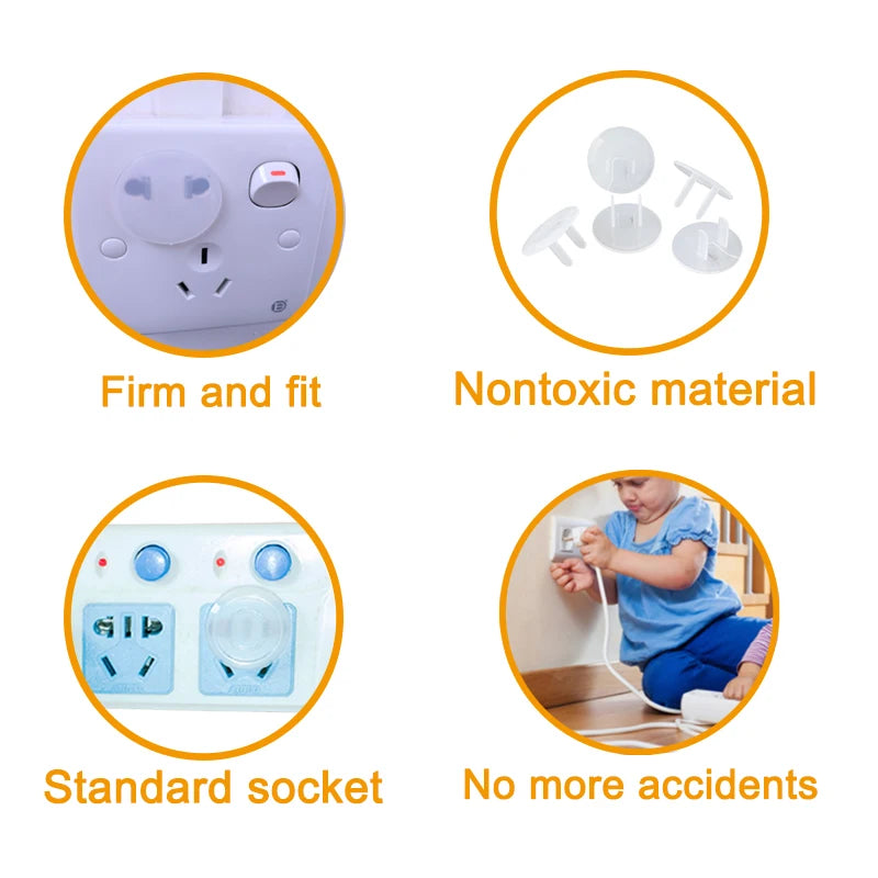 Clear Pull Tab Outlet Safety Plugs Childproof Electrical Socket Covers Anti‑Electric Shock Protective Caps for Baby Safety
