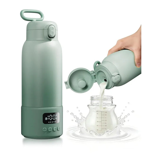 500ml Portable Electric Heating Thermos Cup USB Rechargeable Baby Milk Warmer LED Temperature Display Max 100℃ Travel Water Boiler Insulated Bottle