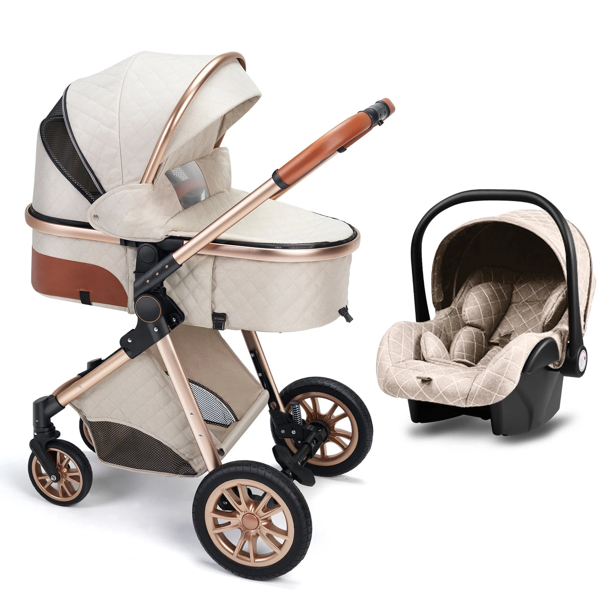 All-in-One Luxury Pram: Vista 3-in-1 Stroller with Reversible Parent-Facing Seat & High Landscape