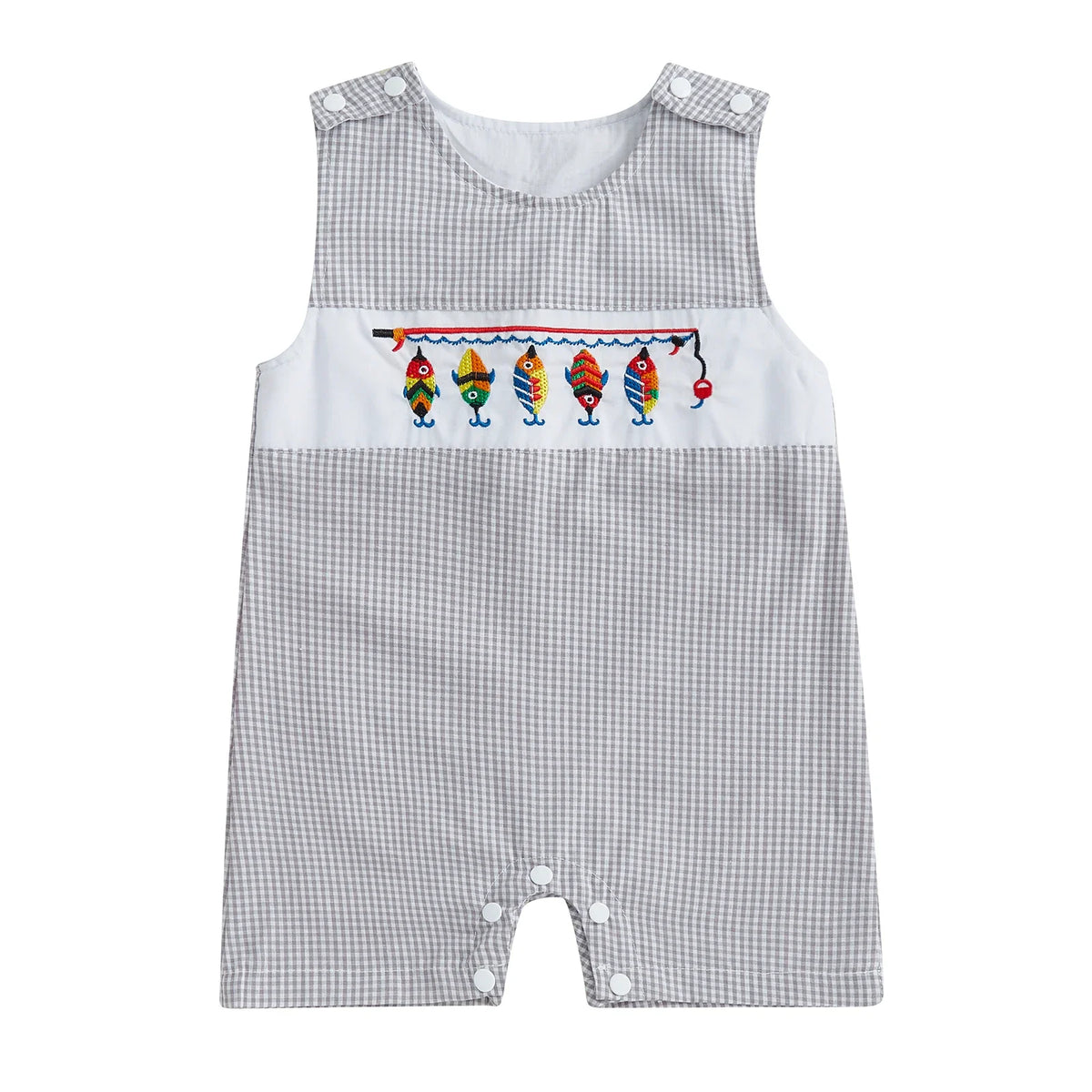 New Baby Boy Romper Cute Embroidered Sleeveless Buttons Short Jumpsuits 2026 Summer Toddler Overalls 0-18M