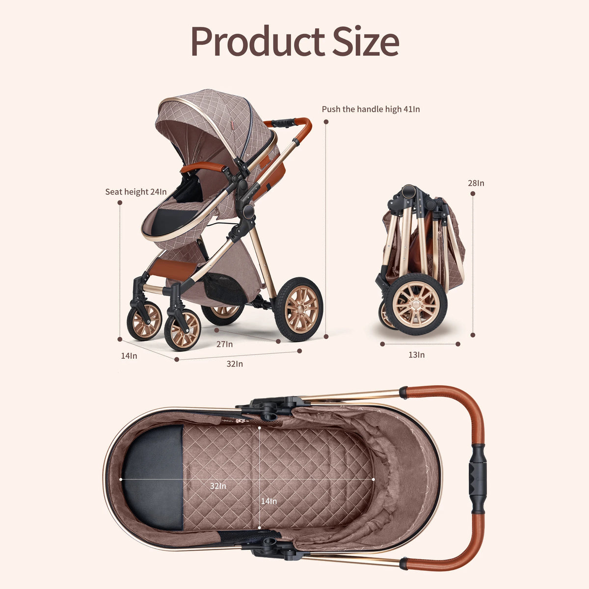 All-in-One Luxury Pram: Vista 3-in-1 Stroller with Reversible Parent-Facing Seat & High Landscape