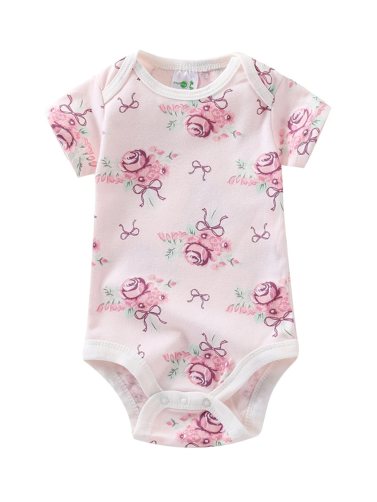 5pcs Set Baby Girl Short Sleeve Triangle One-Piece Jumpsuit, Cute Cartoon Romper, Spring Summer New Style Crawling Clothes, Baby Girl Clothing, Newborn Birth Supplies Baby Products, for Outdoor