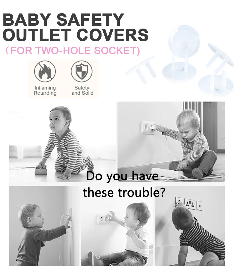 Clear Pull Tab Outlet Safety Plugs Childproof Electrical Socket Covers Anti‑Electric Shock Protective Caps for Baby Safety