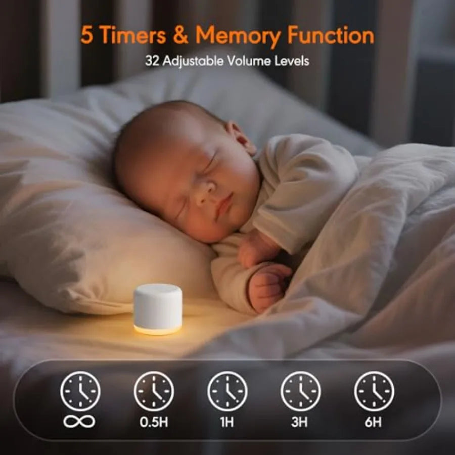 Noise Machine with Night Light, 18 Soothing Sounds Portable Sound Machine for Baby Adults, Mini Travel Sound Machine for Sleepi