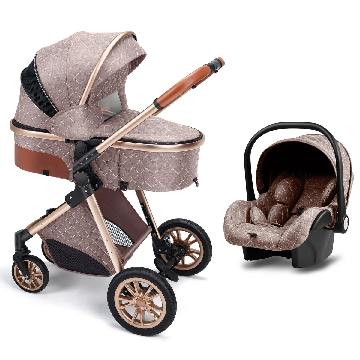 All-in-One Luxury Pram: Vista 3-in-1 Stroller with Reversible Parent-Facing Seat & High Landscape