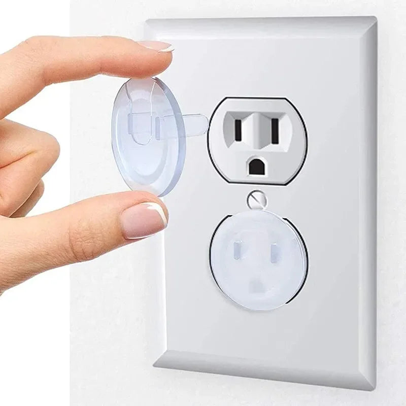 Clear Pull Tab Outlet Safety Plugs Childproof Electrical Socket Covers Anti‑Electric Shock Protective Caps for Baby Safety