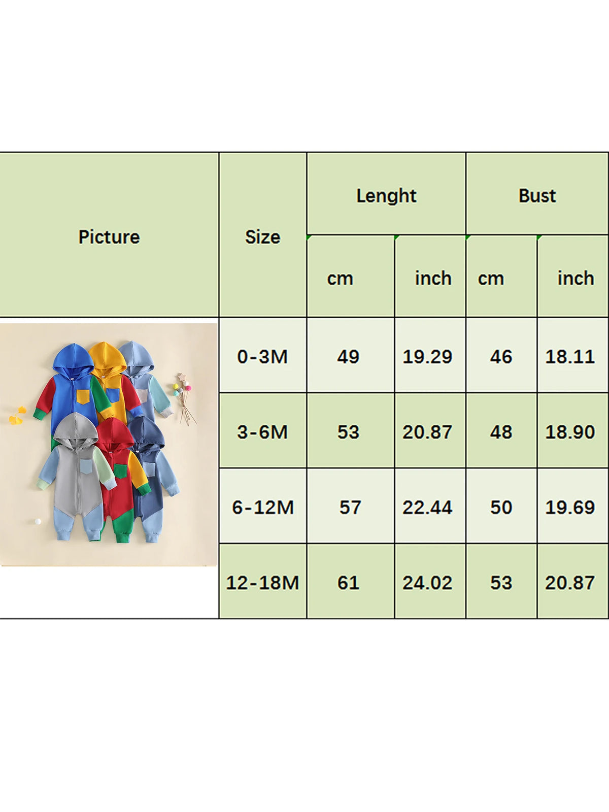 Jumpsuit Casual Sleeve Contrast Color Contrast Baby Hooded Sleeve Long Sleeve Color Hooded Jumpsuit Casual Sleeve Contrast
