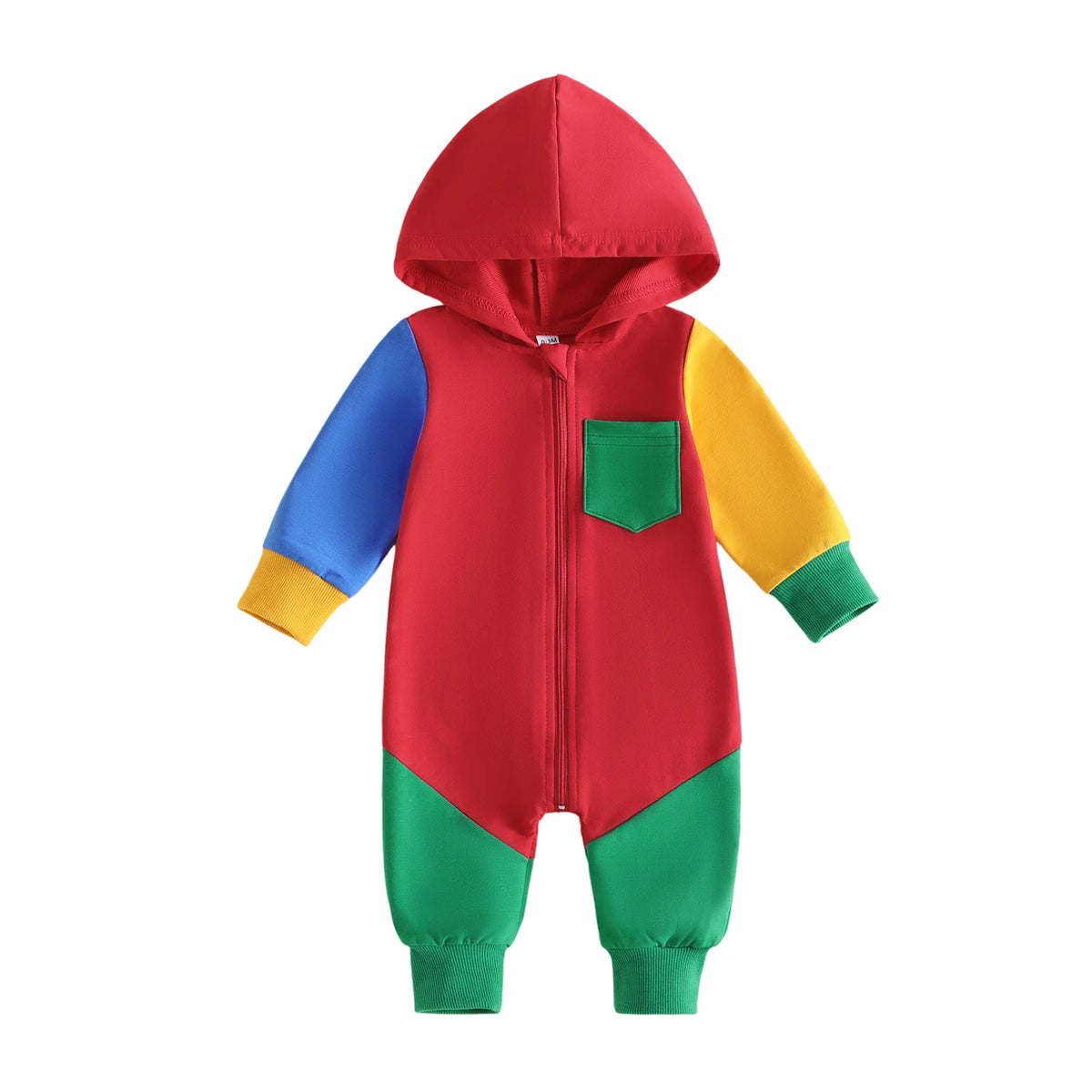 Jumpsuit Casual Sleeve Contrast Color Contrast Baby Hooded Sleeve Long Sleeve Color Hooded Jumpsuit Casual Sleeve Contrast