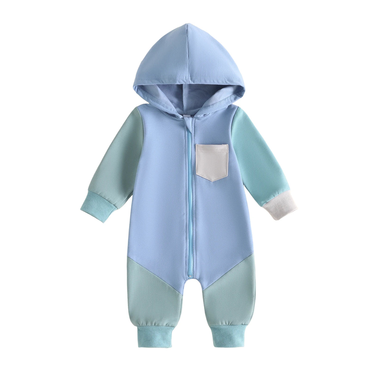 Jumpsuit Casual Sleeve Contrast Color Contrast Baby Hooded Sleeve Long Sleeve Color Hooded Jumpsuit Casual Sleeve Contrast