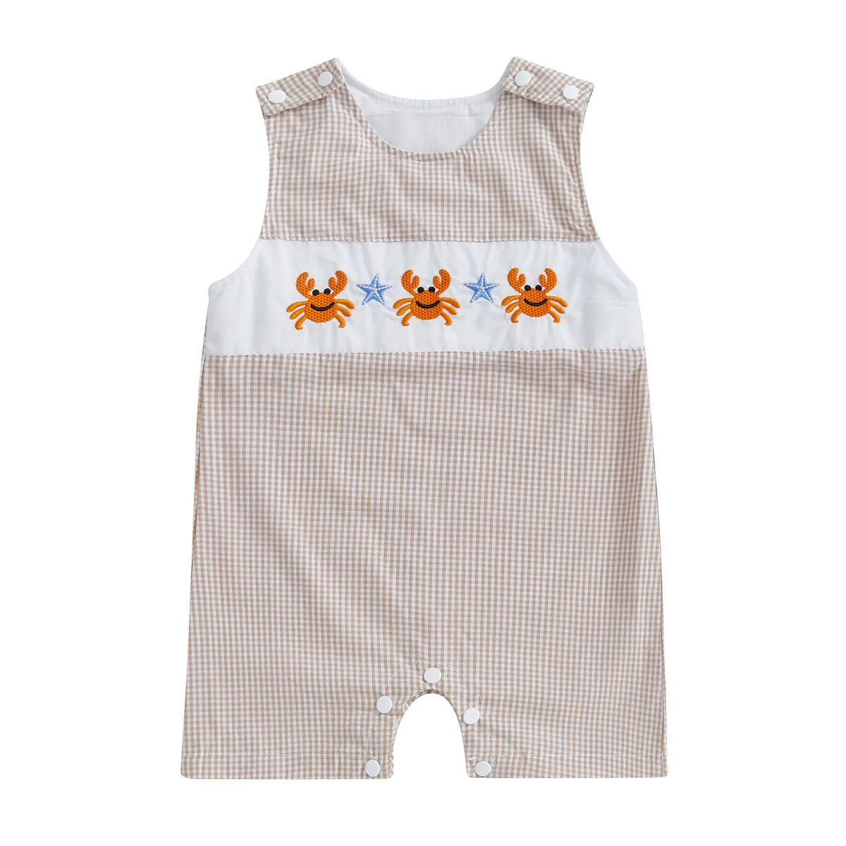 New Baby Boy Romper Cute Embroidered Sleeveless Buttons Short Jumpsuits 2026 Summer Toddler Overalls 0-18M