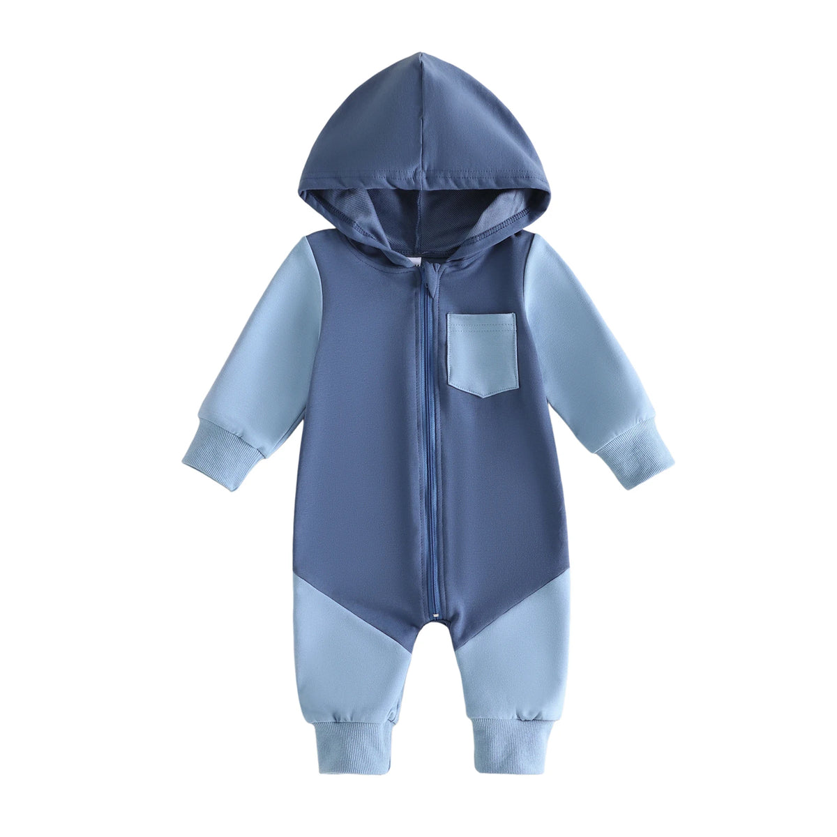 Jumpsuit Casual Sleeve Contrast Color Contrast Baby Hooded Sleeve Long Sleeve Color Hooded Jumpsuit Casual Sleeve Contrast