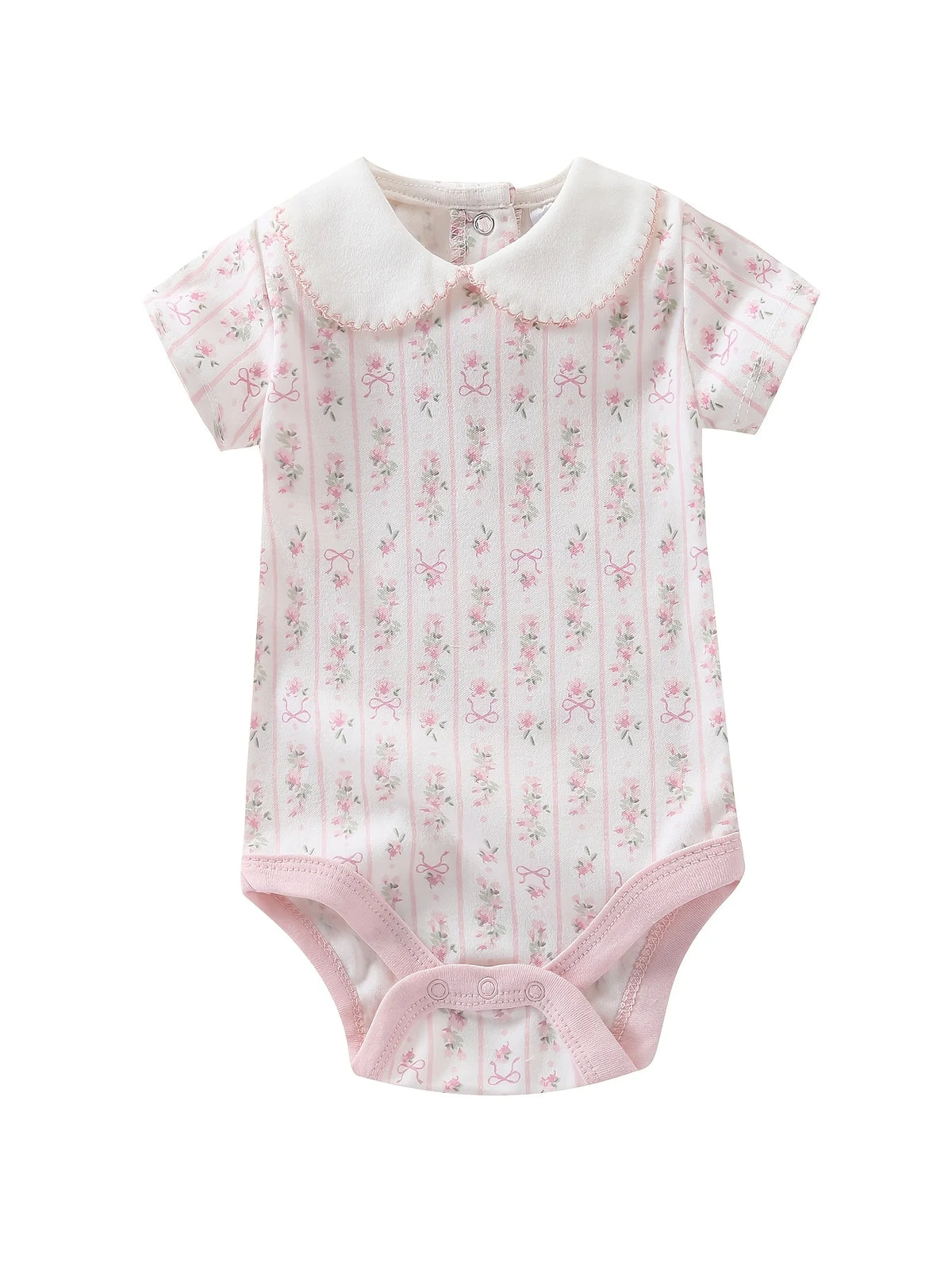 5pcs Set Baby Girl Short Sleeve Triangle One-Piece Jumpsuit, Cute Cartoon Romper, Spring Summer New Style Crawling Clothes, Baby Girl Clothing, Newborn Birth Supplies Baby Products, for Outdoor