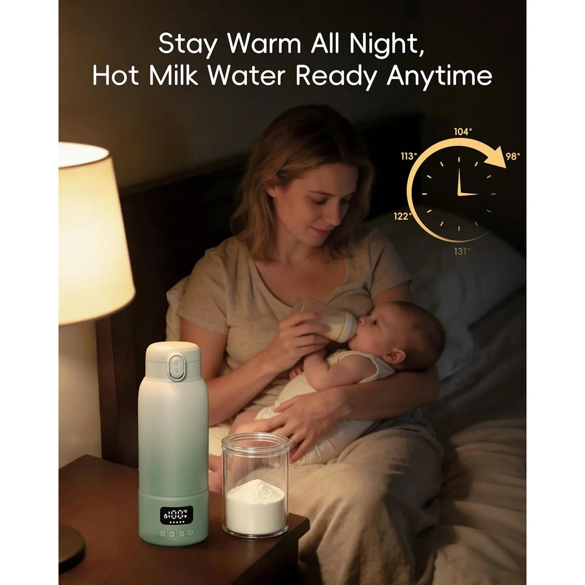 500ml Portable Electric Heating Thermos Cup USB Rechargeable Baby Milk Warmer LED Temperature Display Max 100℃ Travel Water Boiler Insulated Bottle