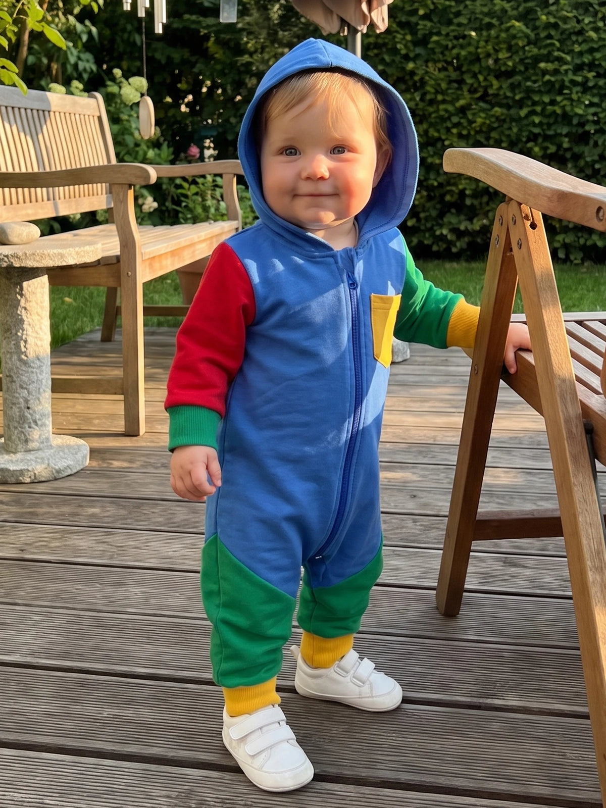 Jumpsuit Casual Sleeve Contrast Color Contrast Baby Hooded Sleeve Long Sleeve Color Hooded Jumpsuit Casual Sleeve Contrast